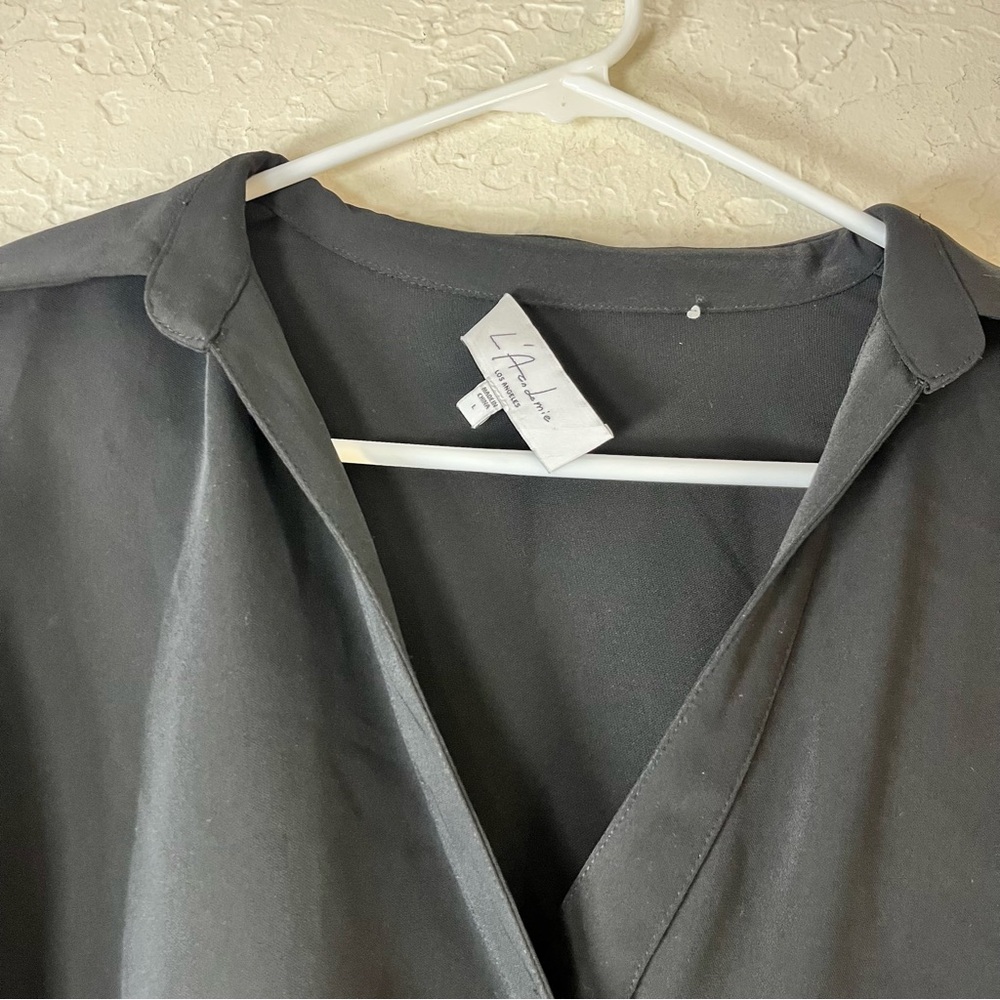 L’Academie Karolina Faux Wrap Shirt Dress – Black | Size L - Picture 5 of 13